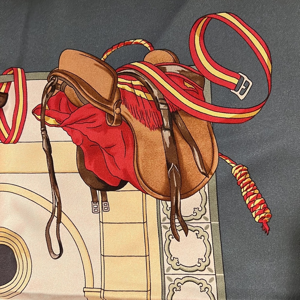 Hermes 90cm 90 Escuela Andalusia Silk Scarf Blue & Teal Equestre Equestr… - Picture 10 of 16